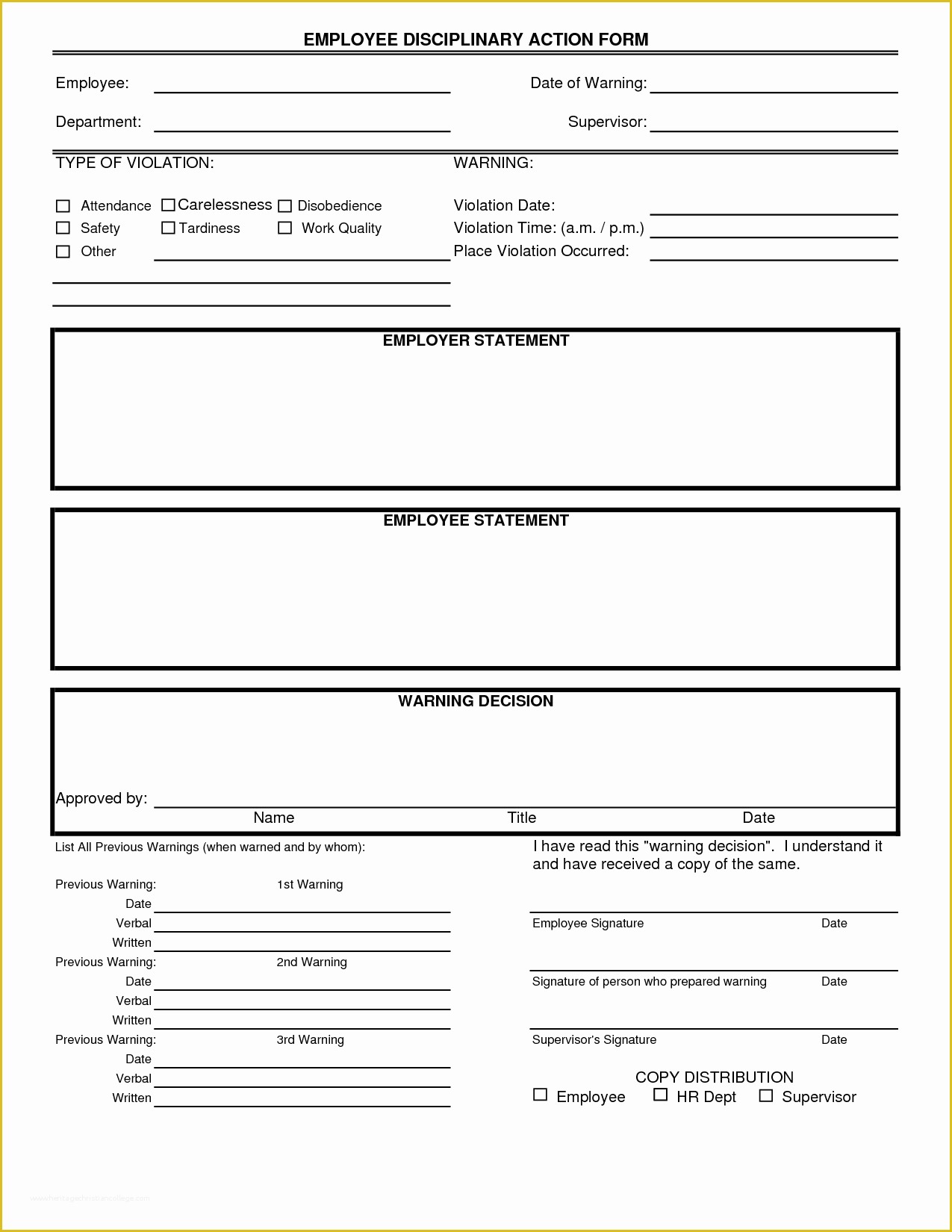 Free Employee Evaluation form Template Of Disciplinary form Template Free