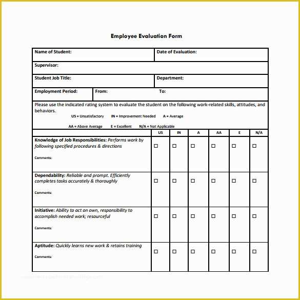 Free Employee Evaluation form Template Of Employee Evaluation form 41 Download Free Documents In Pdf