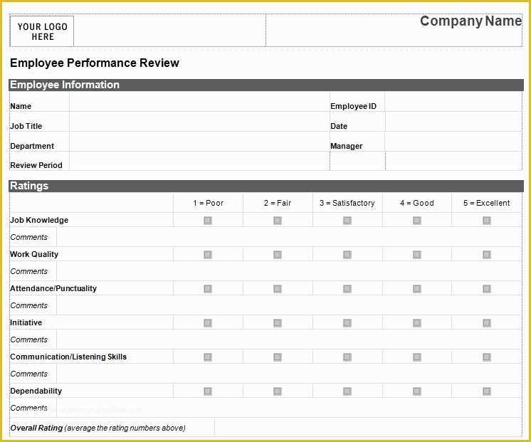 Free Employee Evaluation form Template Of Employee Performance Review Template