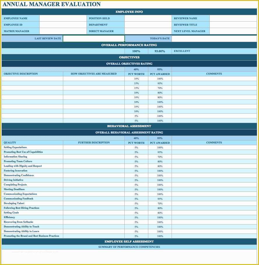 Free Employee Evaluation form Template Of Employee Performance Review Template