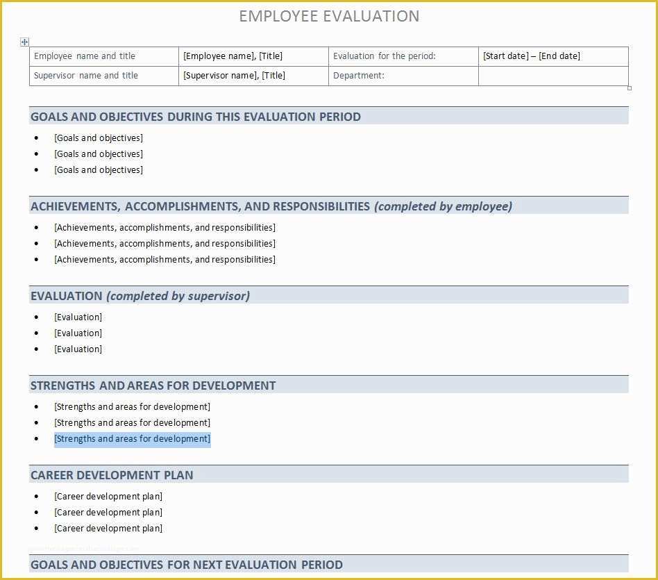 Free Employee Evaluation form Template Of Employee Performance Review Template