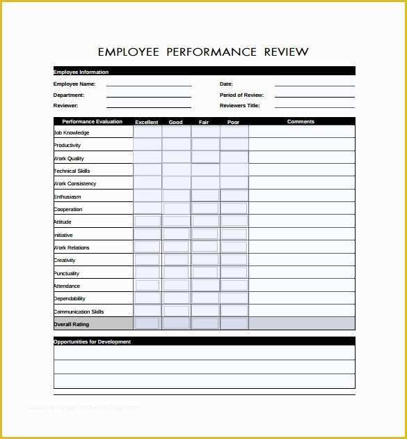 Free Employee Evaluation form Template Of Employee Review forms 5 Download Free Documents In Pdf