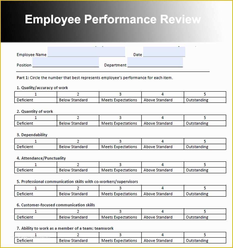 Free Employee Evaluation form Template Of Employee Review Template