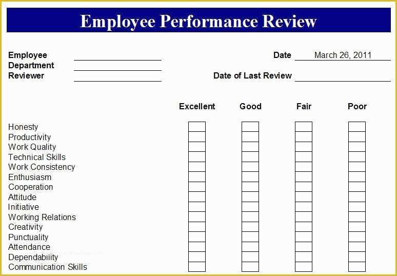 Free Employee Evaluation form Template Of Free Employee Evaluation forms Printable Google Search