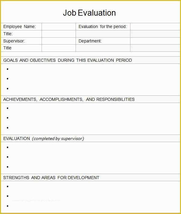 Free Employee Evaluation Template Word Of 10 Job Evaluation Samples