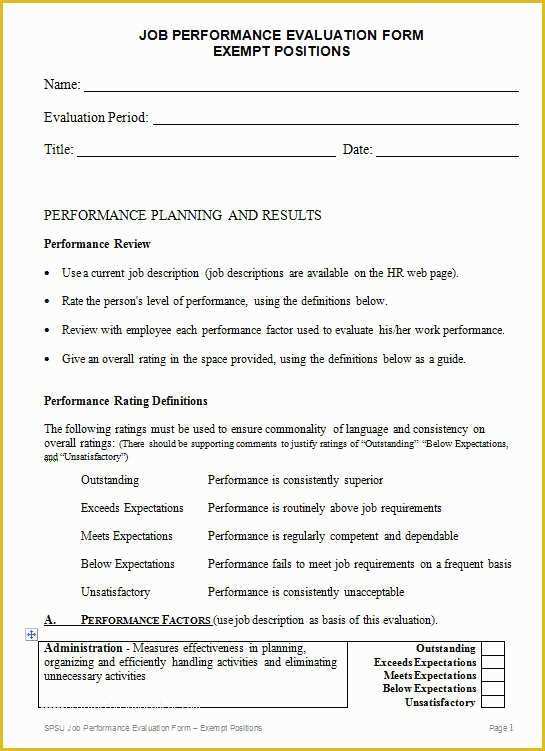 Free Employee Evaluation Template Word