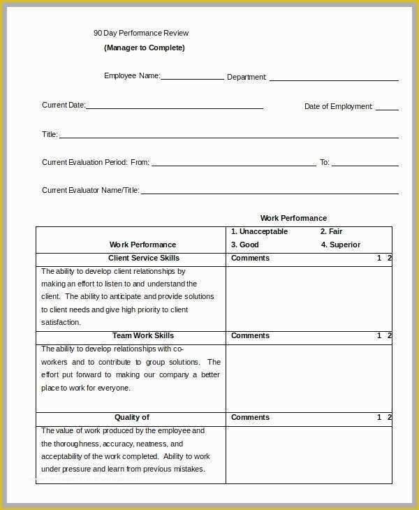 Free Employee Evaluation Template Word Of 70 Cute Models Employee Evaluation form Template Word