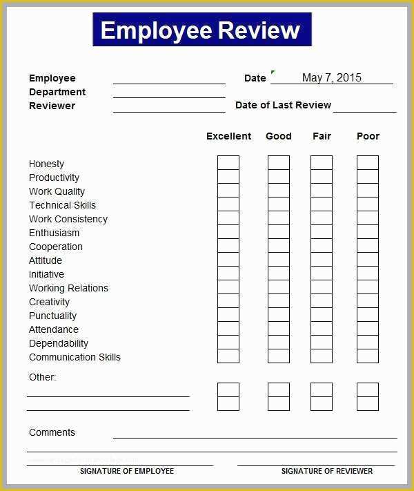 Free Employee Evaluation Template Word Of 70 Cute Models Employee Evaluation form Template Word