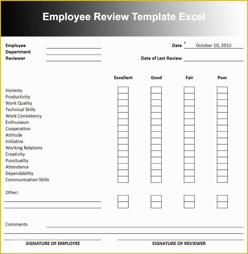 Free Employee Evaluation Template Word Of Employee Performance Review Template