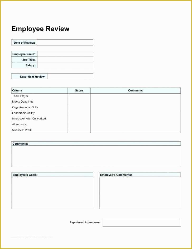 Free Employee Evaluation Template Word Of Employee Review Template Word Free Printable Employee