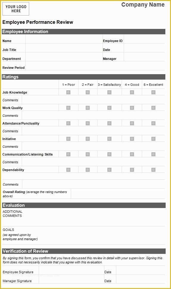 Free Employee Evaluation Template Word Of Personnel Recruitment Employee Performance Evaluation form