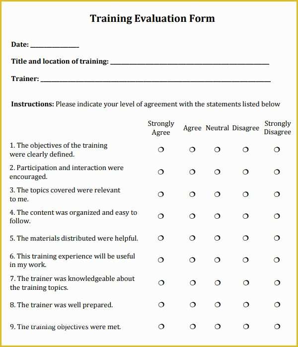 Free Employee Evaluation Template Word Of Sample Training Evaluation 6 Documents In Word Pdf