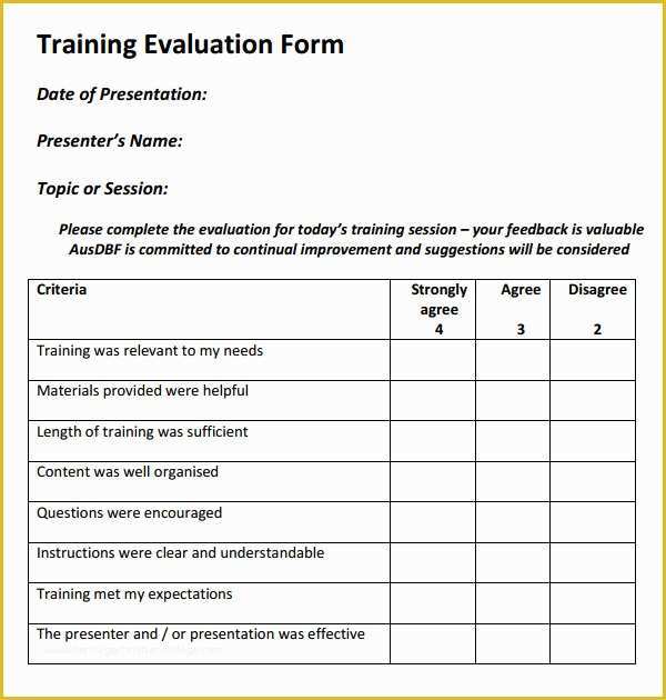 Free Employee Evaluation Template Word Of Training Evaluation form 17 Download Free Documents In