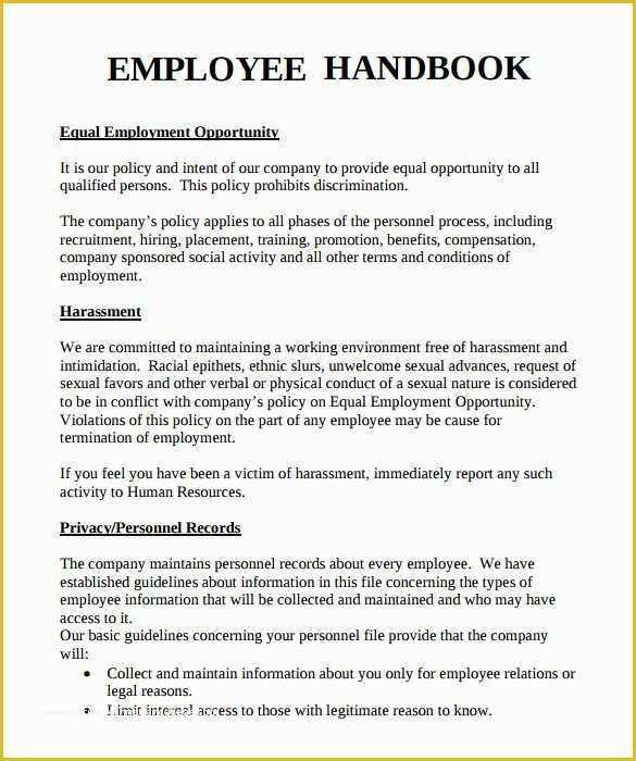 Free Employee Handbook Template for Small Business Of Employee Handbook Sample 7 Download Documents In Pdf Word