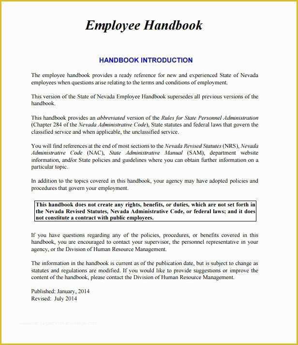 Free Employee Handbook Template for Small Business Of Free Employee Handbook Template for Small Business