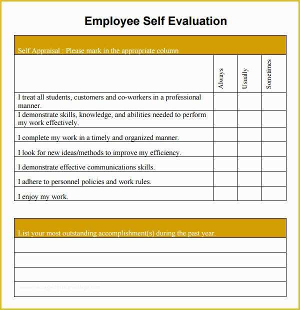 Free Employee Review Template Of 16 Sample Employee Self Evaluation form Pdf Word Pages