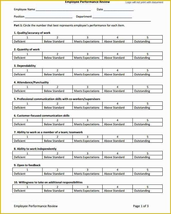 Free Employee Review Template Of 31 Employee Evaluation form Templates Free Word Excel