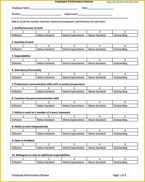 Free Employee Review Template Of 31 Employee Evaluation form Templates Free Word Excel