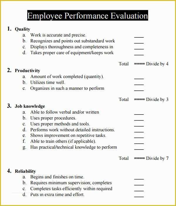 Free Employee Review Template Of Employee Evaluation form 16 Download Free Documents In Pdf
