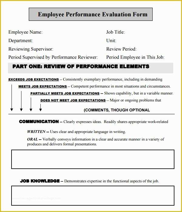 Free Employee Review Template Of Employee Evaluation form 16 Download Free Documents In Pdf