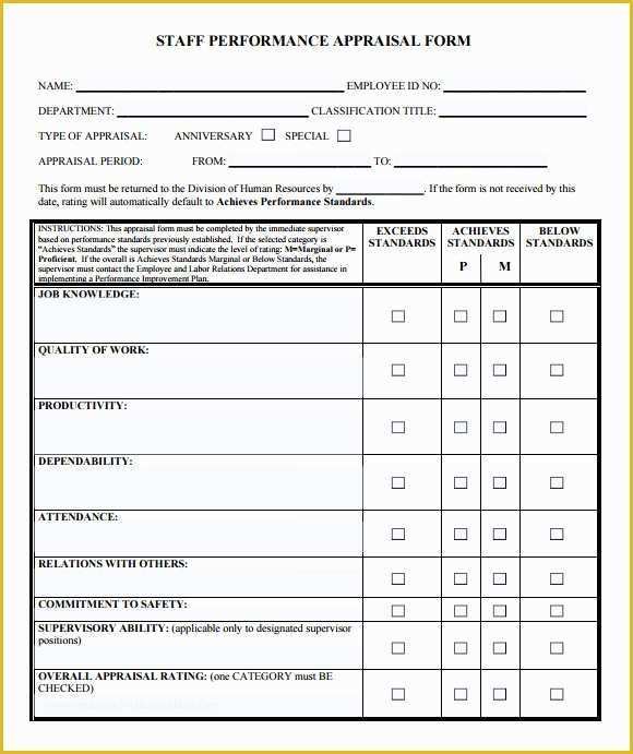 Free Employee Review Template Of Employee Evaluation form Sample – 10 Free Examples format