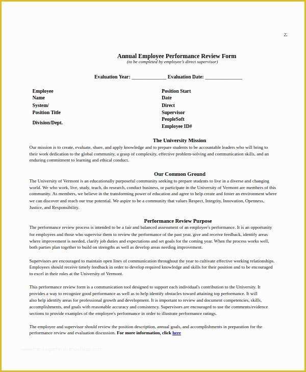 Free Employee Review Template Of Employee Review Templates 10 Free Pdf Documents