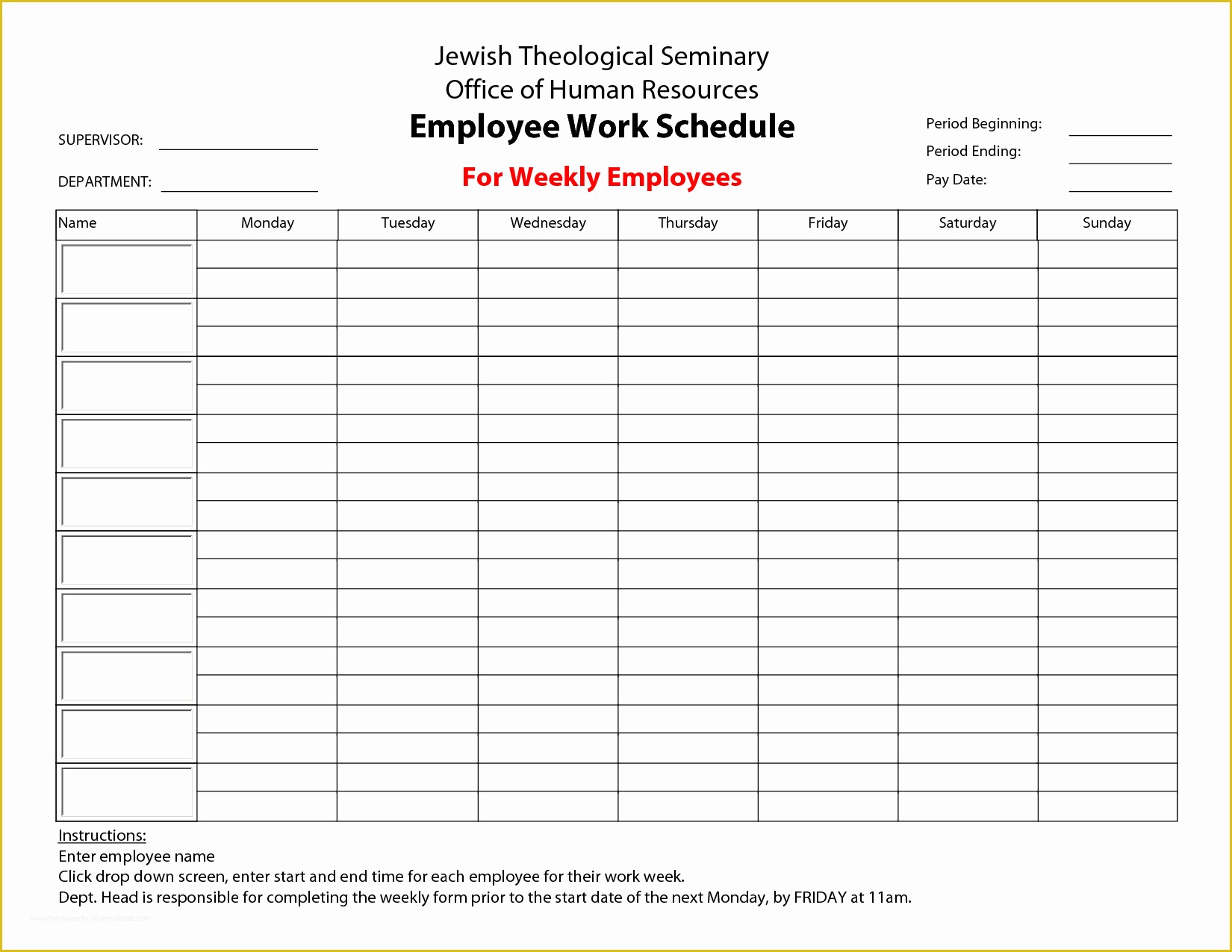 Free Employee Schedule Template Of 20 Hour Work Week Template