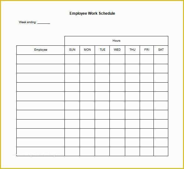 Free Employee Schedule Template Of Blank Restaurant Employee Schedule Template Templates