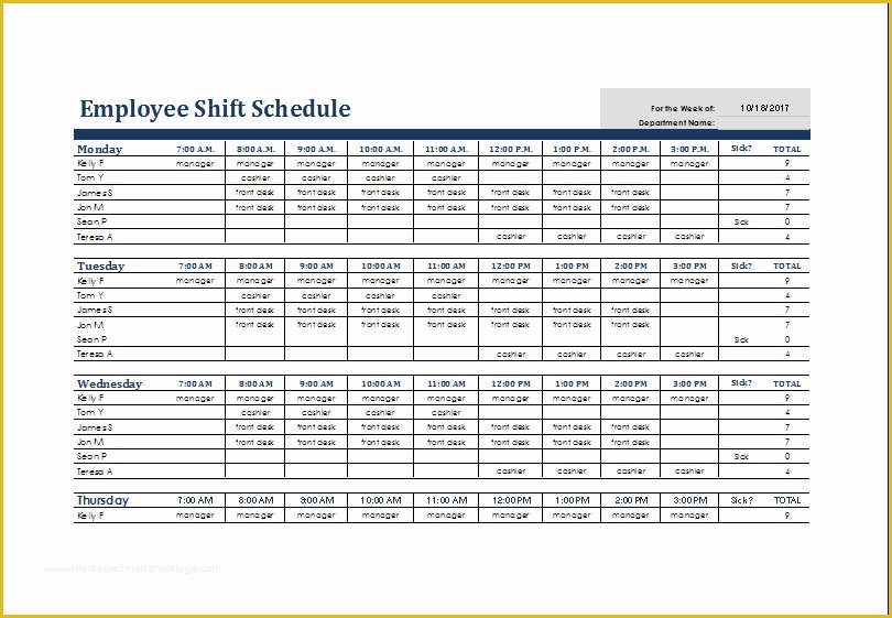 Free Employee Schedule Template Of Excel Shift Schedule Template