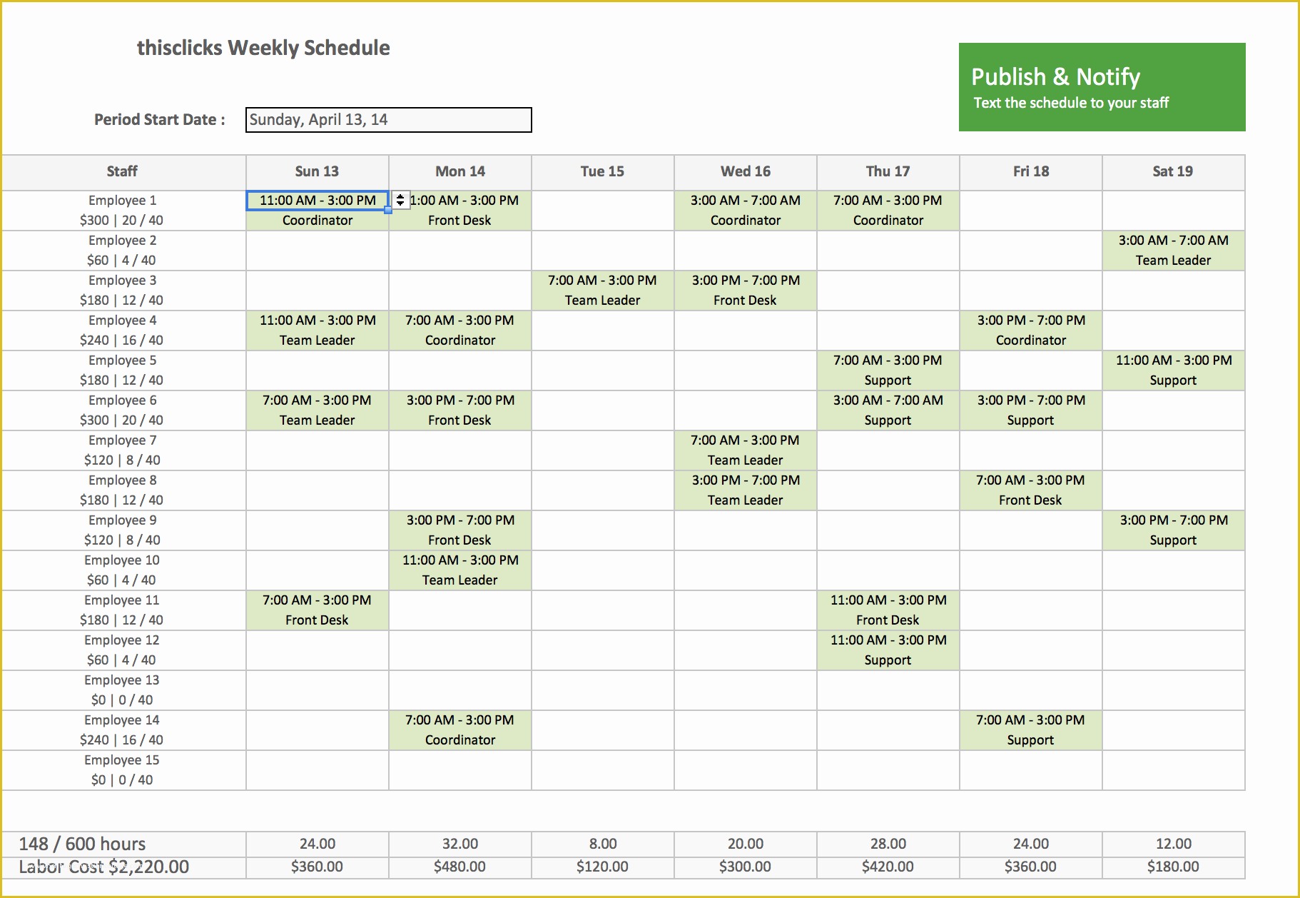 Free Employee Schedule Template Of Free Excel Template for Employee Scheduling