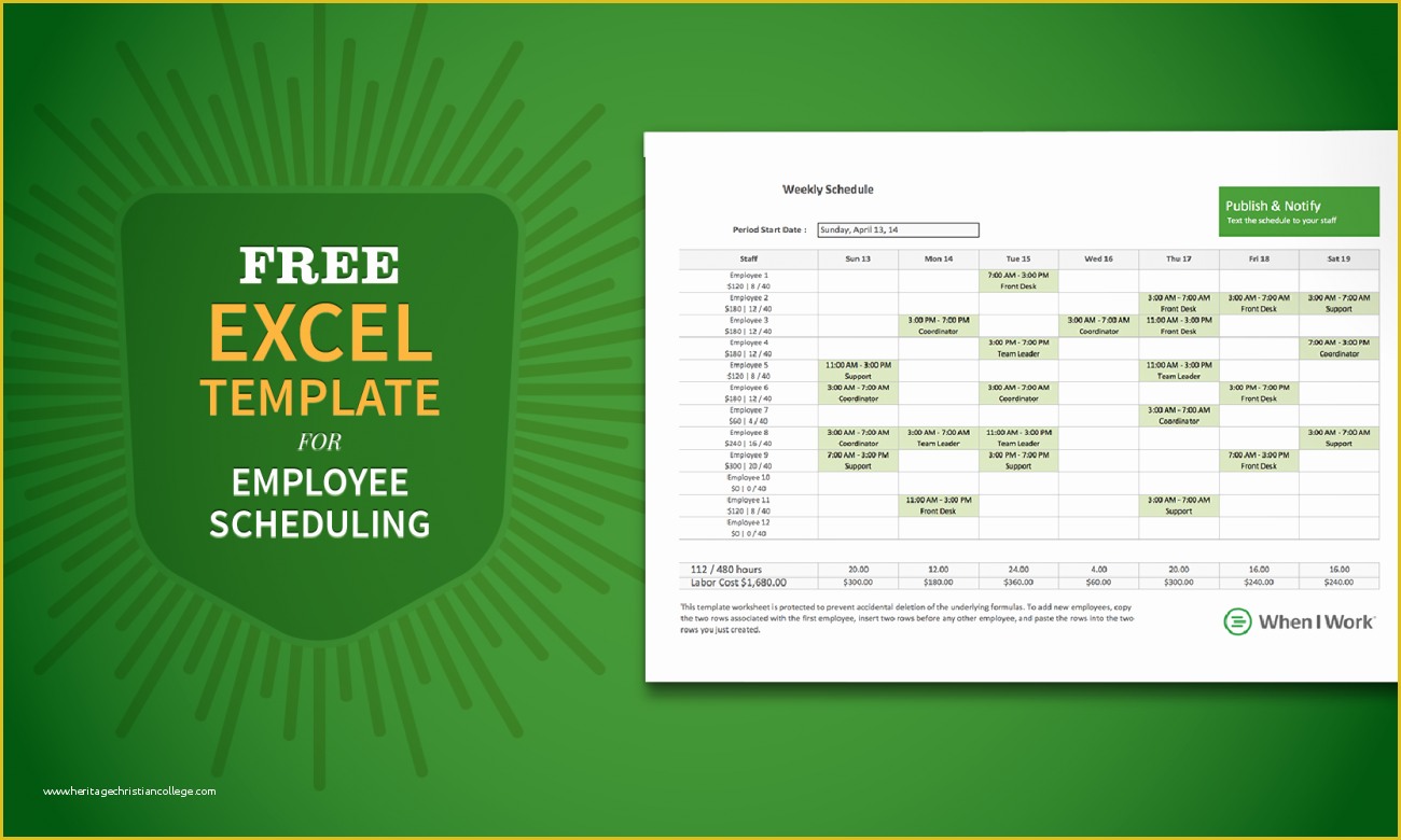 Free Employee Schedule Template Of Free Excel Template for Employee Scheduling when I Work