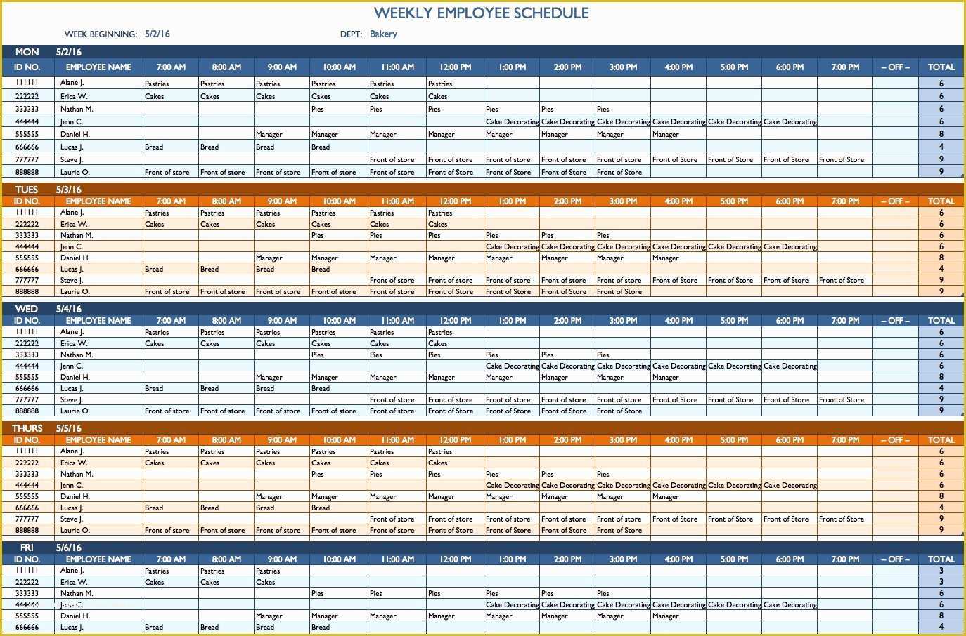 Free Employee Schedule Template Of Free Weekly Schedule Templates for Excel Smartsheet