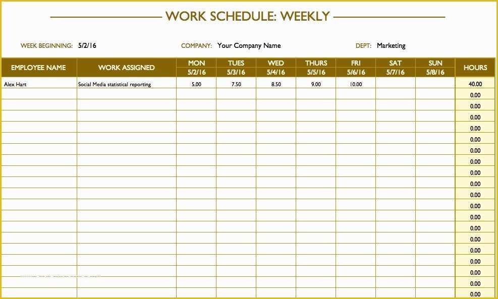 Free Employee Schedule Template Of Free Work Schedule Templates for Word and Excel