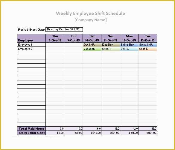 Free Employee Schedule Template Of Free Work Schedule Templates Weekly Monthly Daily