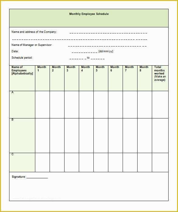 Free Employee Schedule Template Of Monthly Schedule Template 13 Free Excel Pdf Documents