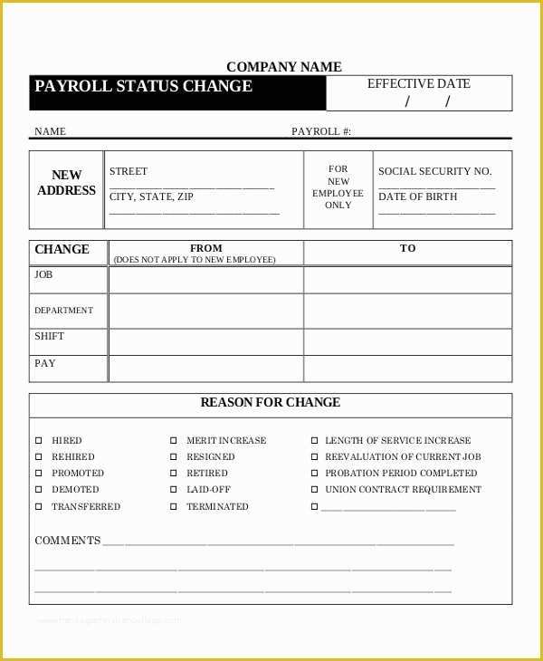 Free Employee Status Change form Template Of 13 Payroll Templates Free Sample Example format