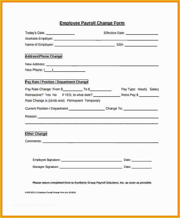 Free Employee Status Change form Template Of 8 Payroll Change form Template