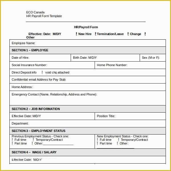 Free Employee Status Change form Template Of 8 Sample Employee Status Change forms Pdf Word Download