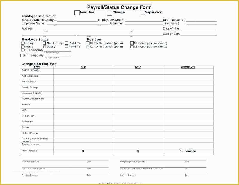 Free Employee Status Change form Template Of Employee Change form Template Employee Status Change form