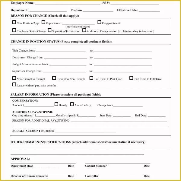 Free Employee Status Change form Template Of Employee Status Change form Template Payroll Free