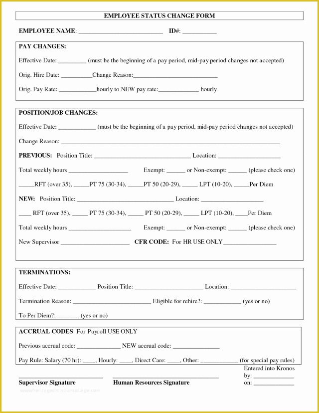 Free Employee Status Change form Template Of Employee Status Change forms Find Word Templates