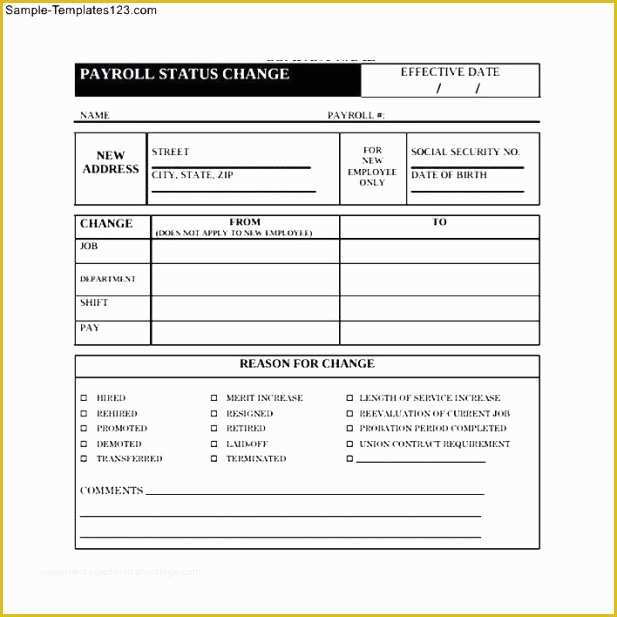 Free Employee Status Change form Template Of Employee Status Change forms Word Excel Samples