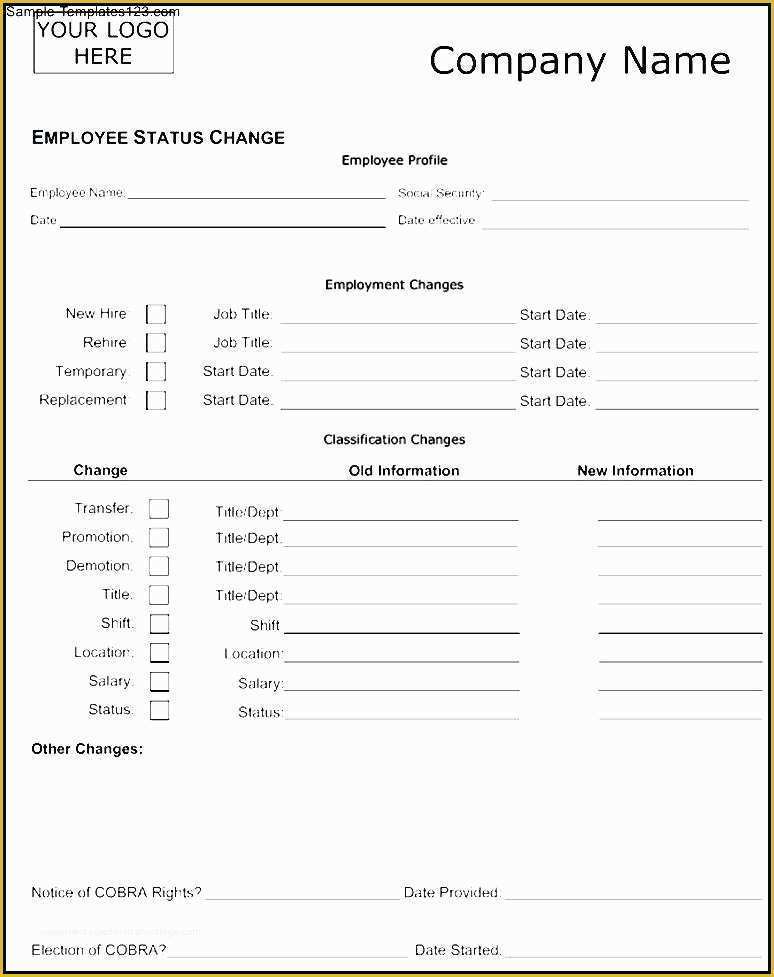 Free Employee Status Change form Template Of Employee Update form Template Employee Status Change form