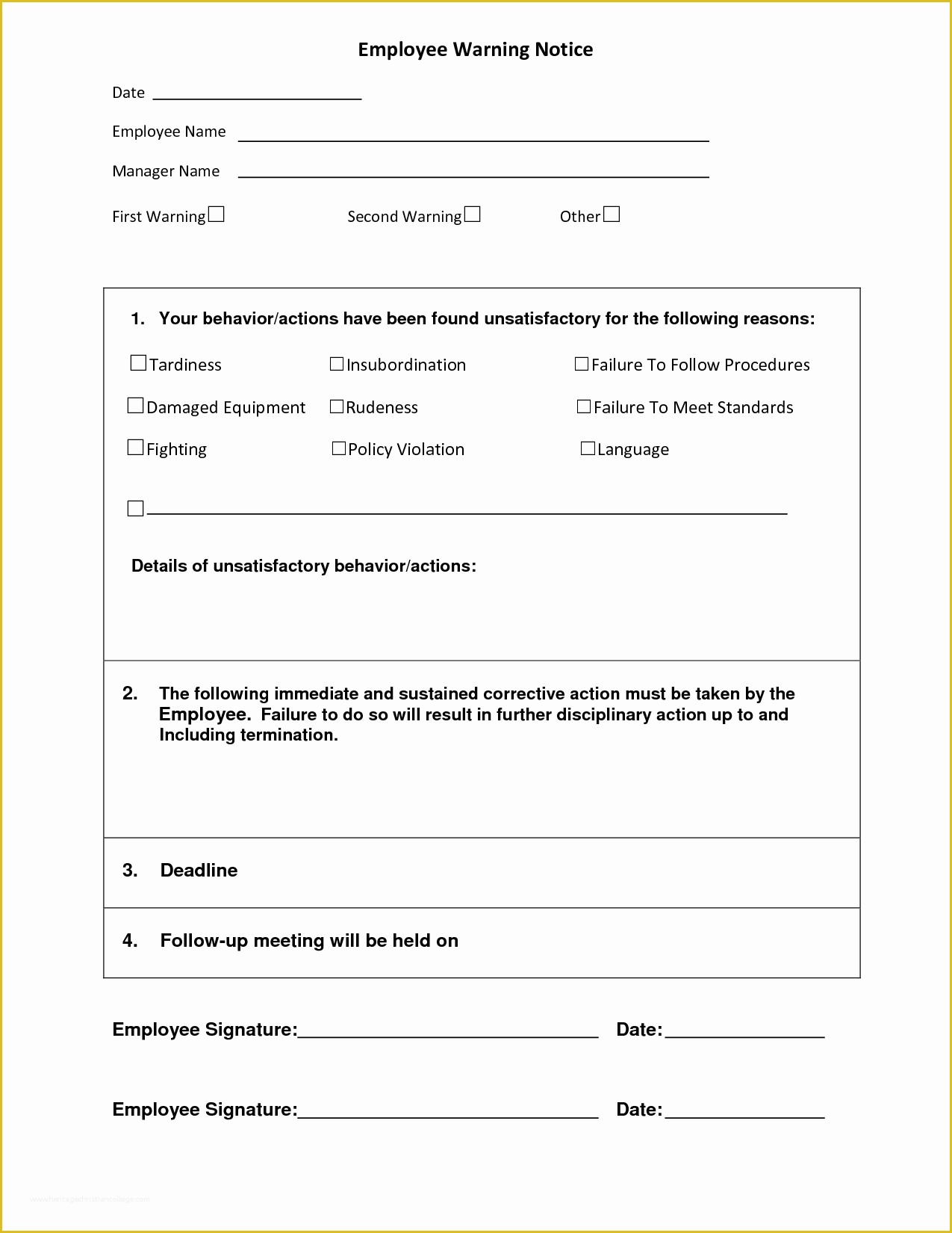 Free Employee Warning Notice form Template Of 10 Best Of Printable Warning Templates Employee