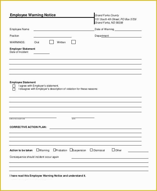Free Employee Warning Notice form Template Of 10 Employee Warning Notice Samples Google Docs Ms Word