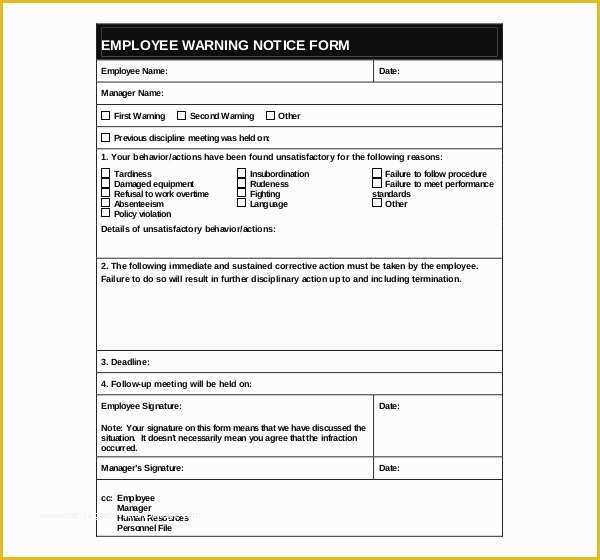 Free Employee Warning Notice form Template Of 10 Employees Write Up Templates Word Pdf