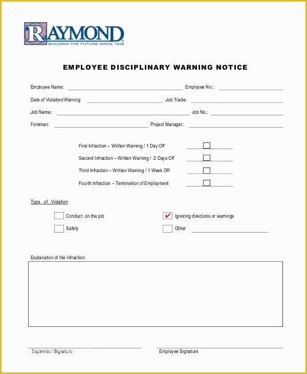 Free Employee Warning Notice form Template Of 12 Printable Employee Warning Notice Templates Google