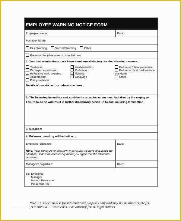 Free Employee Warning Notice form Template Of 12 Printable Employee Warning Notice Templates Google
