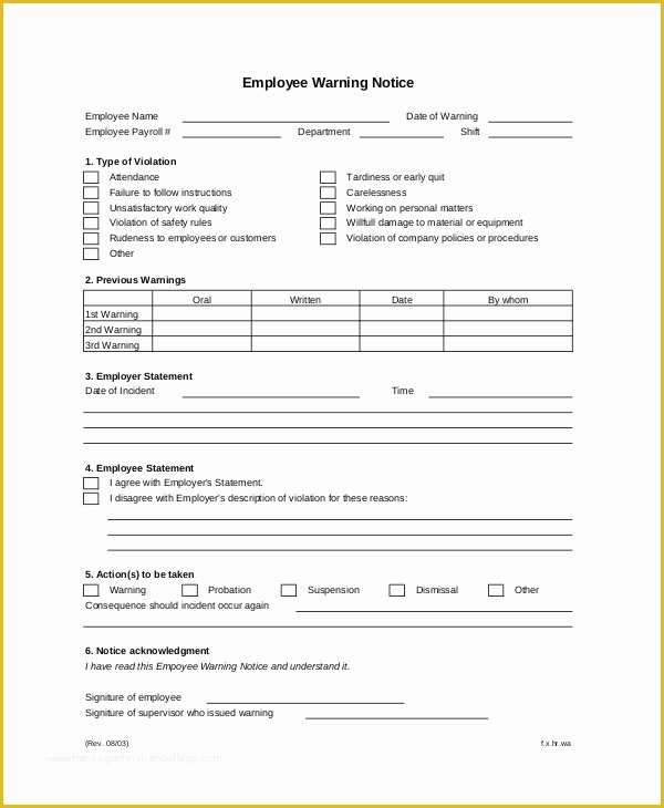 Free Employee Warning Notice form Template Of 12 Printable Employee Warning Notice Templates Google