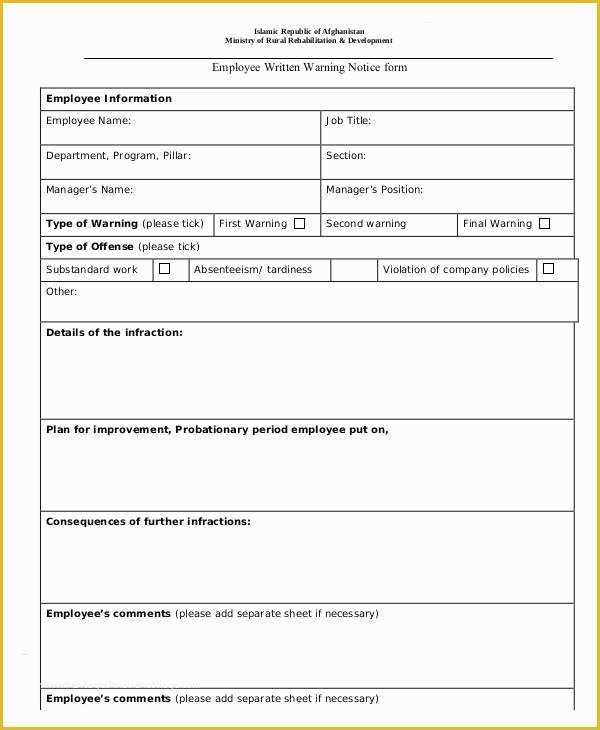 Free Employee Warning Notice form Template Of 12 Printable Written Warning Templates Pdf Google Docs